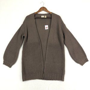 Buckle Daytrip NWT Women's Size Small Brown Ribbed Open Weave Cardigan Sweater